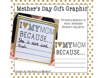 Mother S Day I Love My Mom Because Printable By Kteacher TpT