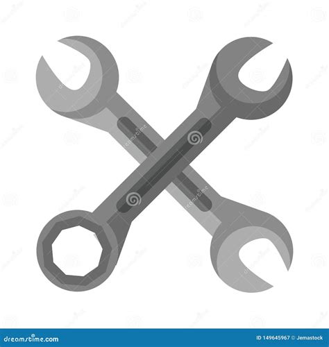 Crossed Wrenches Icon Cartoon Isolated Stock Vector Illustration Of