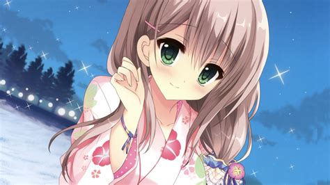 Download 1366x768 Wallpaper Cute Anime Girl Outdoor Green Eyes Tablet Laptop 1366x768 Hd
