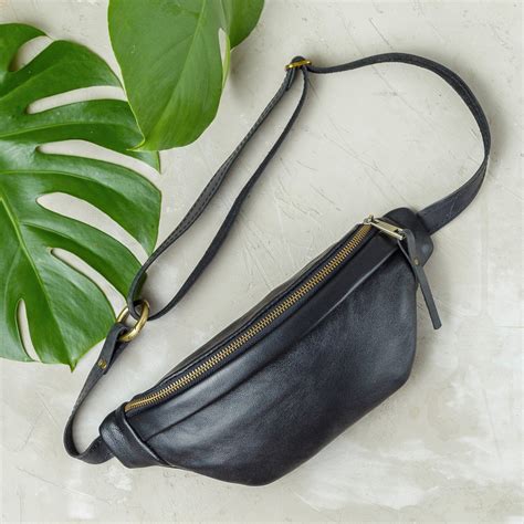 Black Leather Waist Bag For Women Small Bum Bag Purse Fanny Etsy