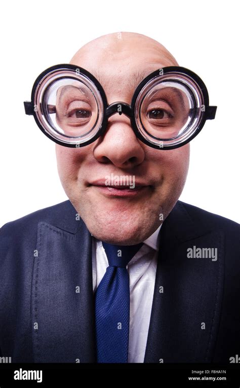 Funny Man With Glasses On White Stock Photo Alamy