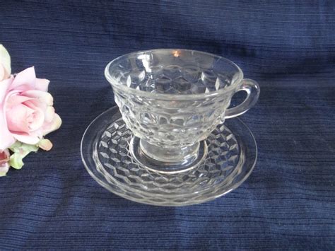 Vintage Fostoria American Clear Glass Teacup And Saucer Second Wind Vintage