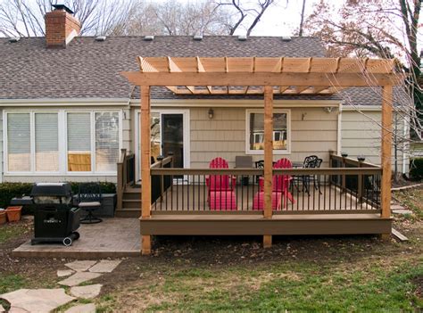 Boothe Cedar Pergola Over Composite Deck Traditional Deck