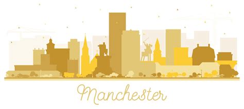 Manchester New Hampshire City Skyline Silhouette With Golden Buildings