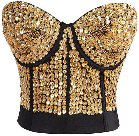 Bustier Top Corset Top Burlesque Dance Tops Bras Gold Corset Clubwear Tops Belly Dance Bra