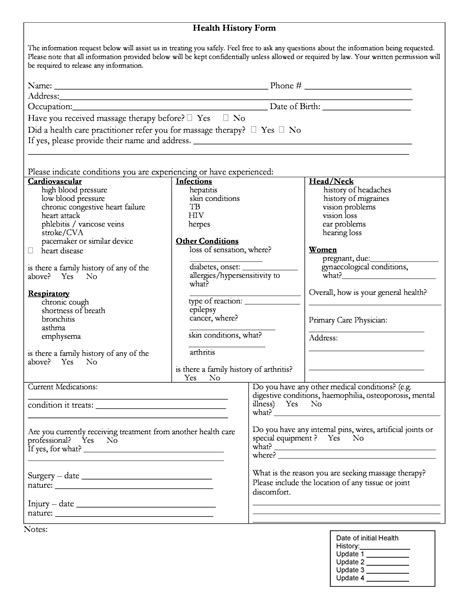 Medical History Form Printable Here Are The Health History Forms That