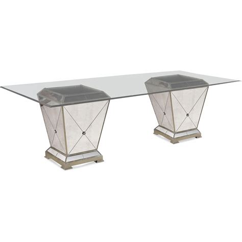Mirrored Double Pedestal Dining Table Blums Fine Furniture