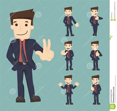 Set Of Businessman Characters Poses Stock Vector Illustration Of Idea