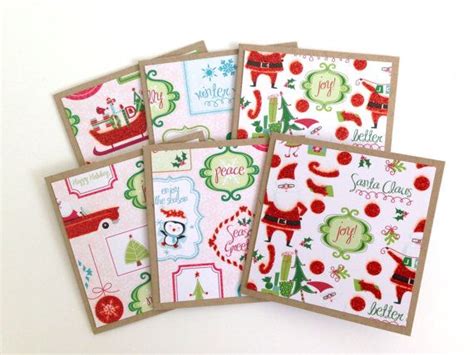 Mini Christmas Cards Tiny Christmas Card Set By Myprettypaper Teal