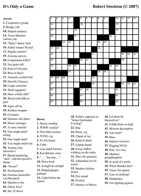 Besides having access to printable crossword puzzles at anytime, free select the puzzle month that you want to print and solve, the page will have a printable versions in which all extraneous material has been eliminated. Beekeeper Crosswords » Blog Archive » Puzzle #12: "It's ...