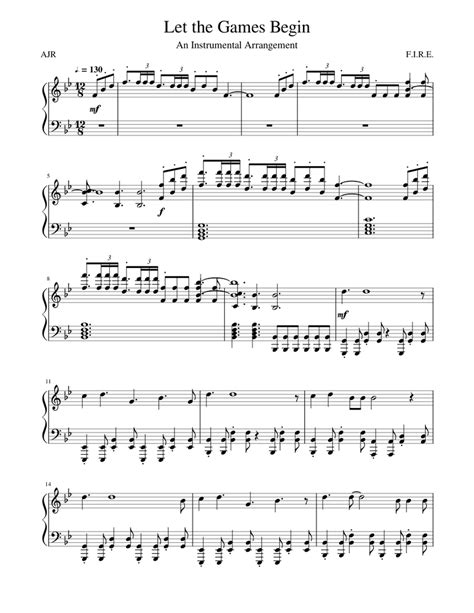 60 Ajr Let The Games Begin Sheet Music For Piano Solo