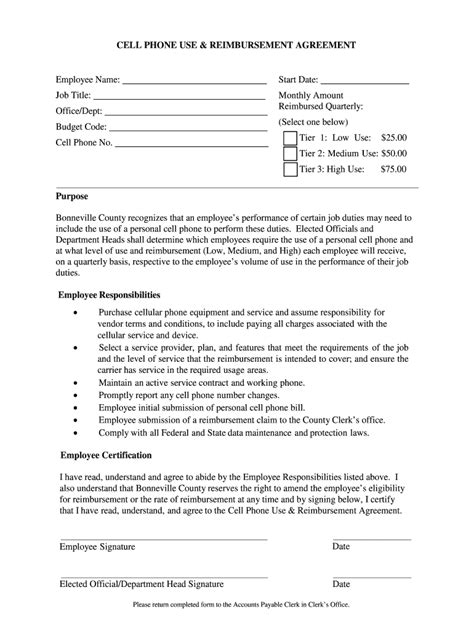 Cell Phone Agreement Form Fill Online Printable Fillable Blank