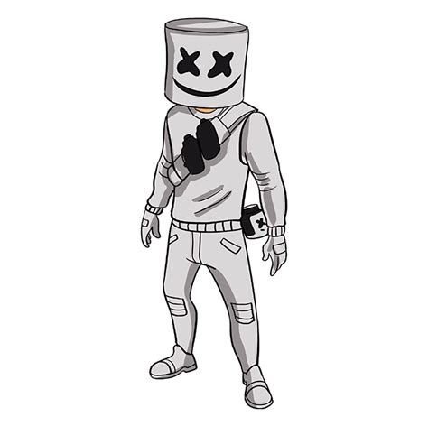 Use a series of straight lines to sketch the top of his head and snout. How to Draw Marshmello from Fortnite - Really Easy Drawing ...