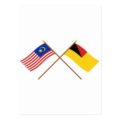 Sembilan tangkai padi di dalam perisai bermaksud sembilan buah negeri dalam gabungan negeri sembilan yang lama. Crossed Malaysia and Negeri Sembilan flags Postcard ...