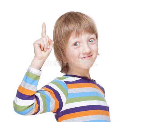 Boy Points Up His Finger Has Idea Stock Photos Free And Royalty Free