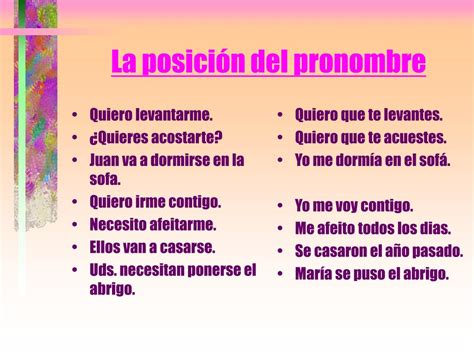 PPT La posición del pronombre PowerPoint Presentation free download