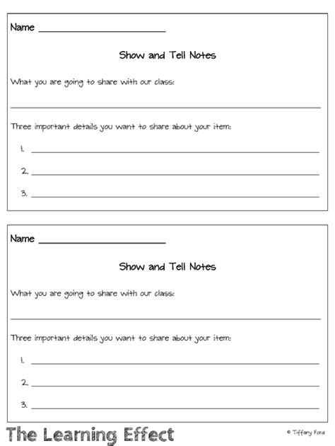 Instructions For Show And Tell Matthew Sheridans School Worksheets