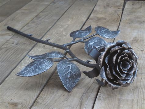 Hand Forged Steel Rose Metal Rose Iron Flower Metal Etsy Steel