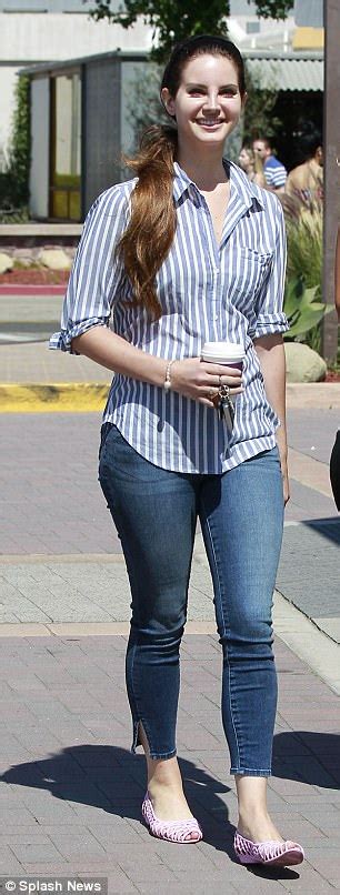 Lana Del Rey Grabs Coffee In Stripy Shirt In La Daily Mail Online
