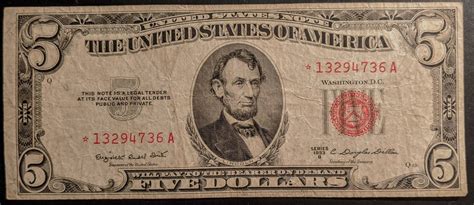 Jahrgang 1953 B Fünf Dollar Bill Rote Siegel Zirkulierte Stern Etsy