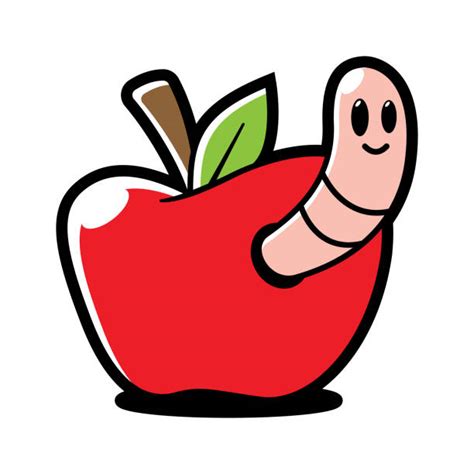 Apple With Worm Clip Art Illustrations Royalty Free Vector Graphics