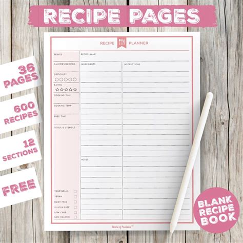 Recipe Book Template Free Printable Dandk Organizer