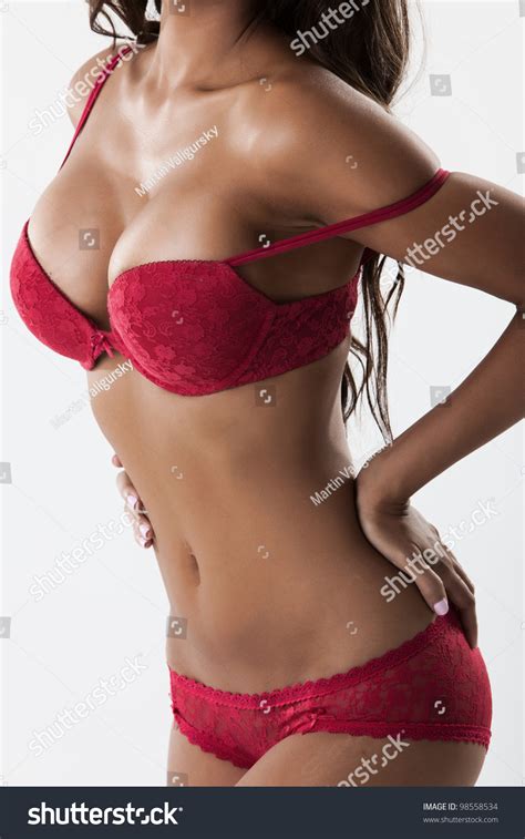 Body Of Sexy Woman In Red Lingerie Side View Stock Photo Hot Sex Picture