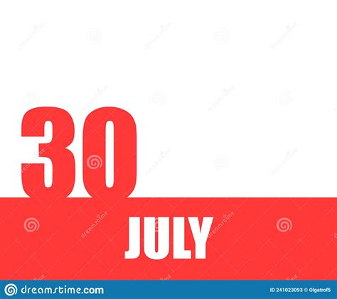 July 30th Day Of Month Calendar Date Stock Illustration