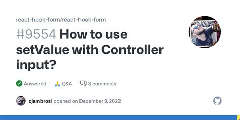 How To Use Setvalue With Controller Input Discussion React