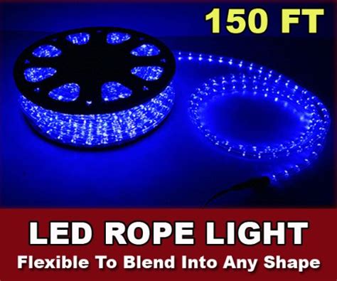 New 150 Ft 2 Wire Led Rope Light Home Outdoor Christmas Lighting Blue