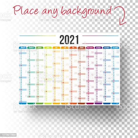 Ilustración De Calendario 2021 Aislado En Brackground En Blanco Y Más Vectores Libres De