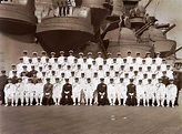 Emperor Hirohito (front row, center), with senior officers of the ...