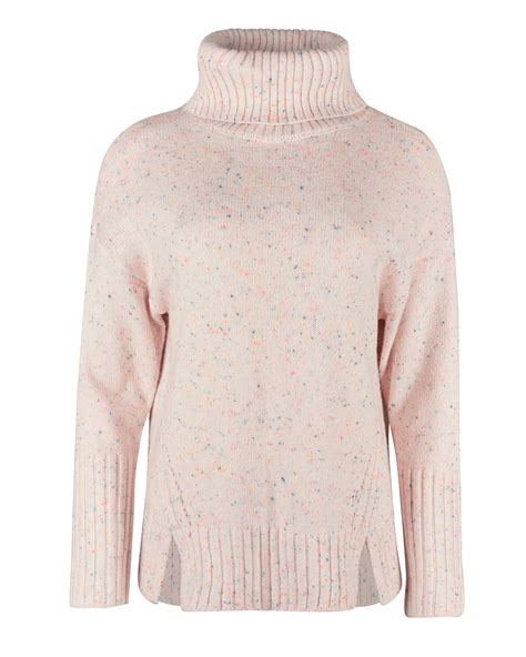 Seam Detail Nepped Pink High Neck Knitted Jumper Oliver Bonas