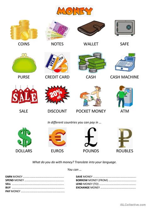 Money Vocabulary English Esl Worksheets Pdf And Doc