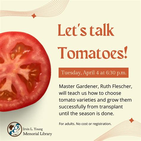 The Library Presents Lets Talk Tomatoes Whitewater Banner