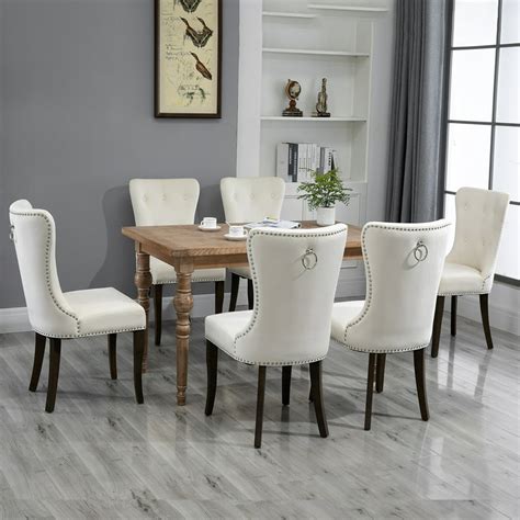 Modern Dining Chairs With Armrest Set Of 6 Tufted Upholstered Dining