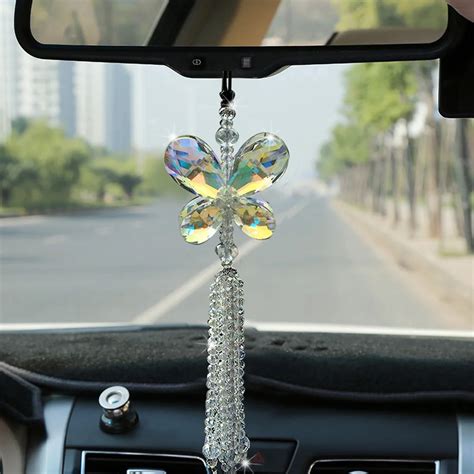 brilliant car pendant crystal butterfly hanging ornament car interior decoration home decor in