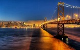 san, Francisco, City, Usa, Bridge, Lights, Rivers, Sea, Drawing ...