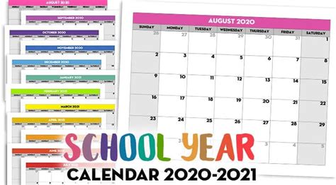 Free Printable 2020 2021 Monthly School Calendar Template Lovely Planner
