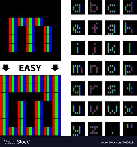 Rgb Pixel Lower Case Font Alphabet Royalty Free Vector Image