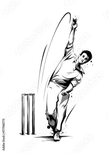 Cricket Player Bowling Ball Front Stock Image And Royalty Free Vector