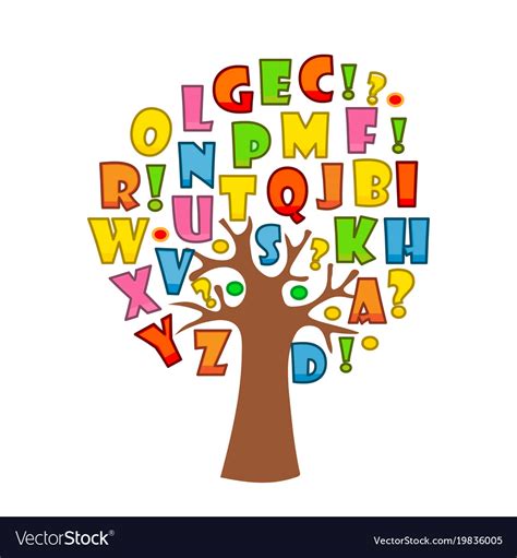 Art Tree With Letters Of Alphabet Royalty Free Vector Image