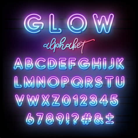 Premium Vector Neon Light Alphabet Multicolor Glowing Typeface