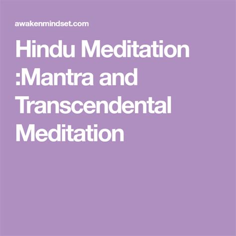 Hindu Meditation Mantra And Transcendental Meditation Transcendental Meditation Mantra