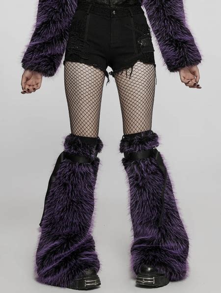 Violet Gothic Punk Cool Girl Hairy Leg Warmer Uk