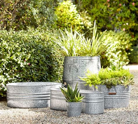 Eclectic Galvanized Metal Planters Pottery Barn