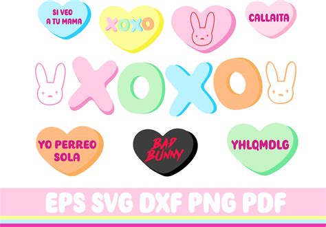 Bad Bunny Candy Hearts Svg Bad Bunny Conversation Hearts Inspire Uplift