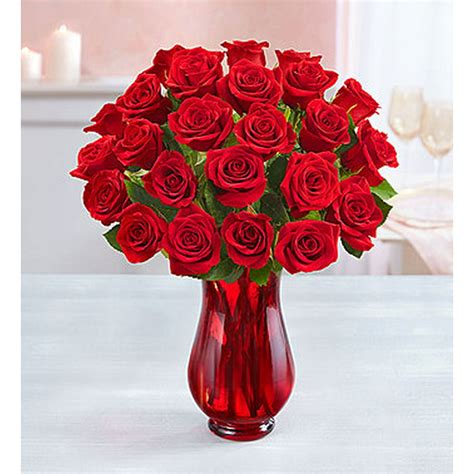 1800flowers Two Dozen Red Roses Flower Bouquet With Red Vase 24