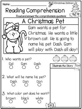 Reading Comprehension Passages {December Kindergarten & 1st} | TpT