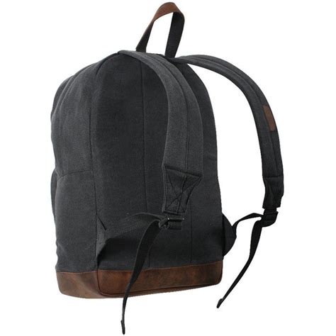 Black Brown Vintage Canvas Teardrop Backpack With Leather Accents